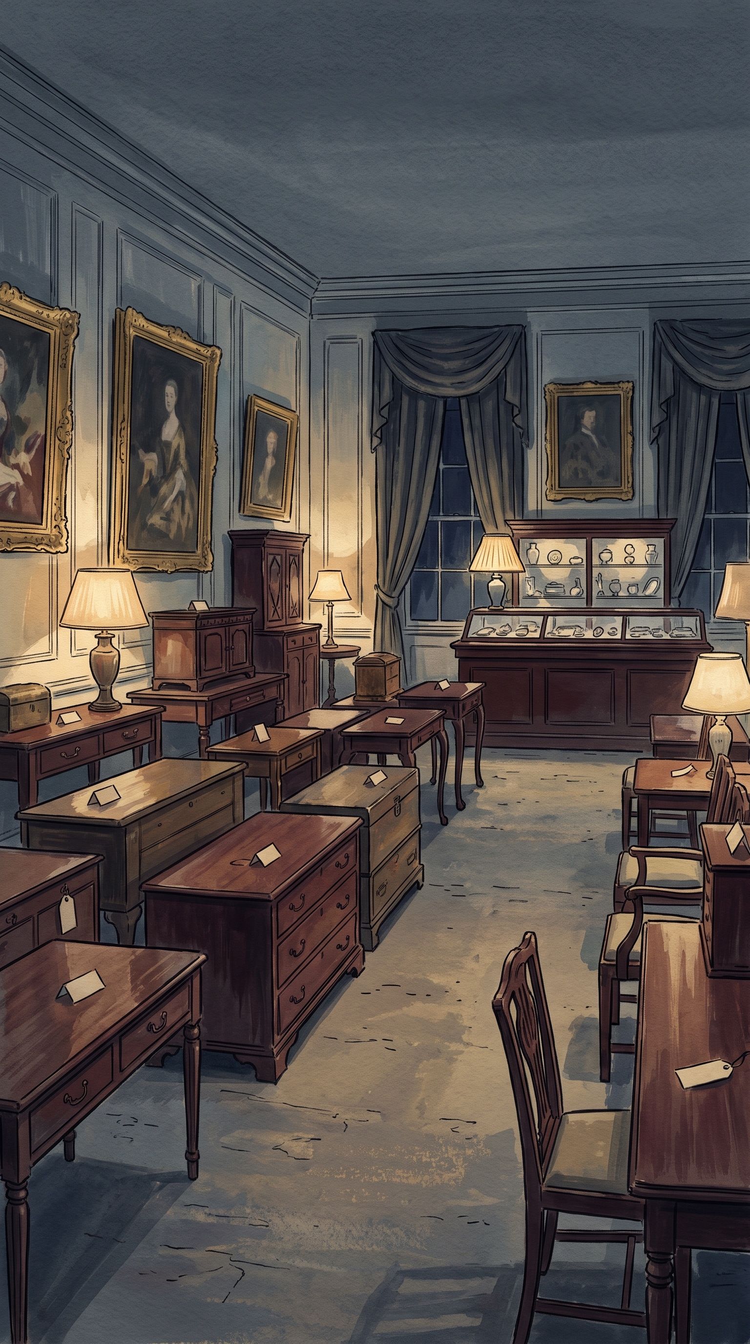 Painted setting: Marrable's Auction Rooms, in the market town of Calderbridge.